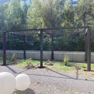 Pergola-Konstruktion bei Garagenabfahrt